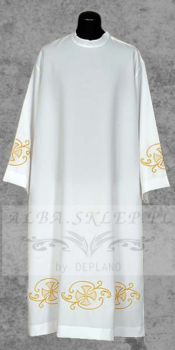 Alba kapłańska z haftowanym krzyżem złoty Alba kapłańska z haftowanym krzyżem złoty