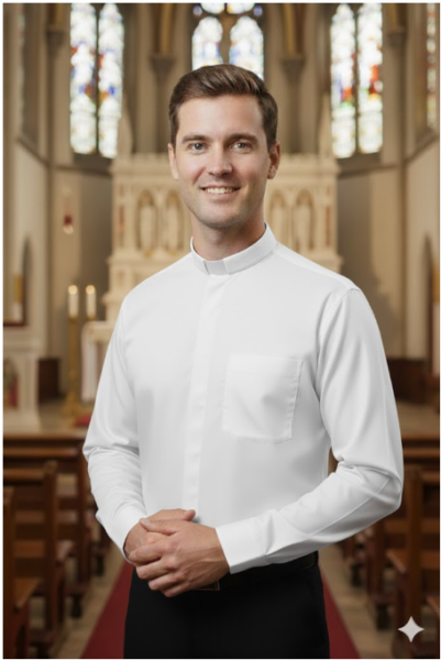 Koszula kapłańska z długim rękawem biała