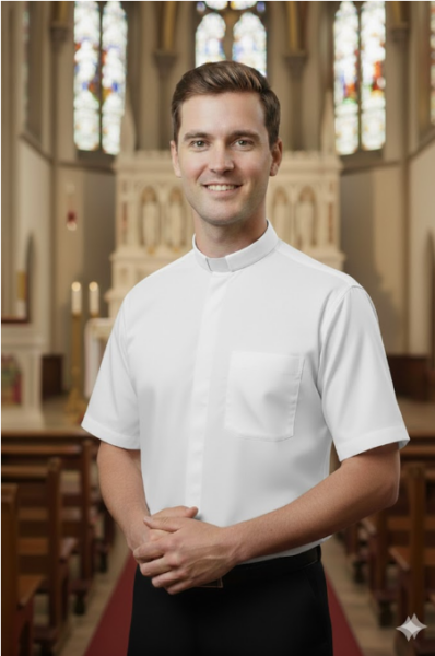 Koszula kapłańska z krótkim rękawem biała