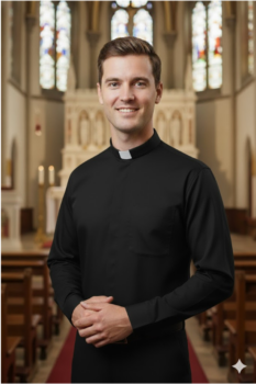 Koszula kapłańska z długim rękawem czarna