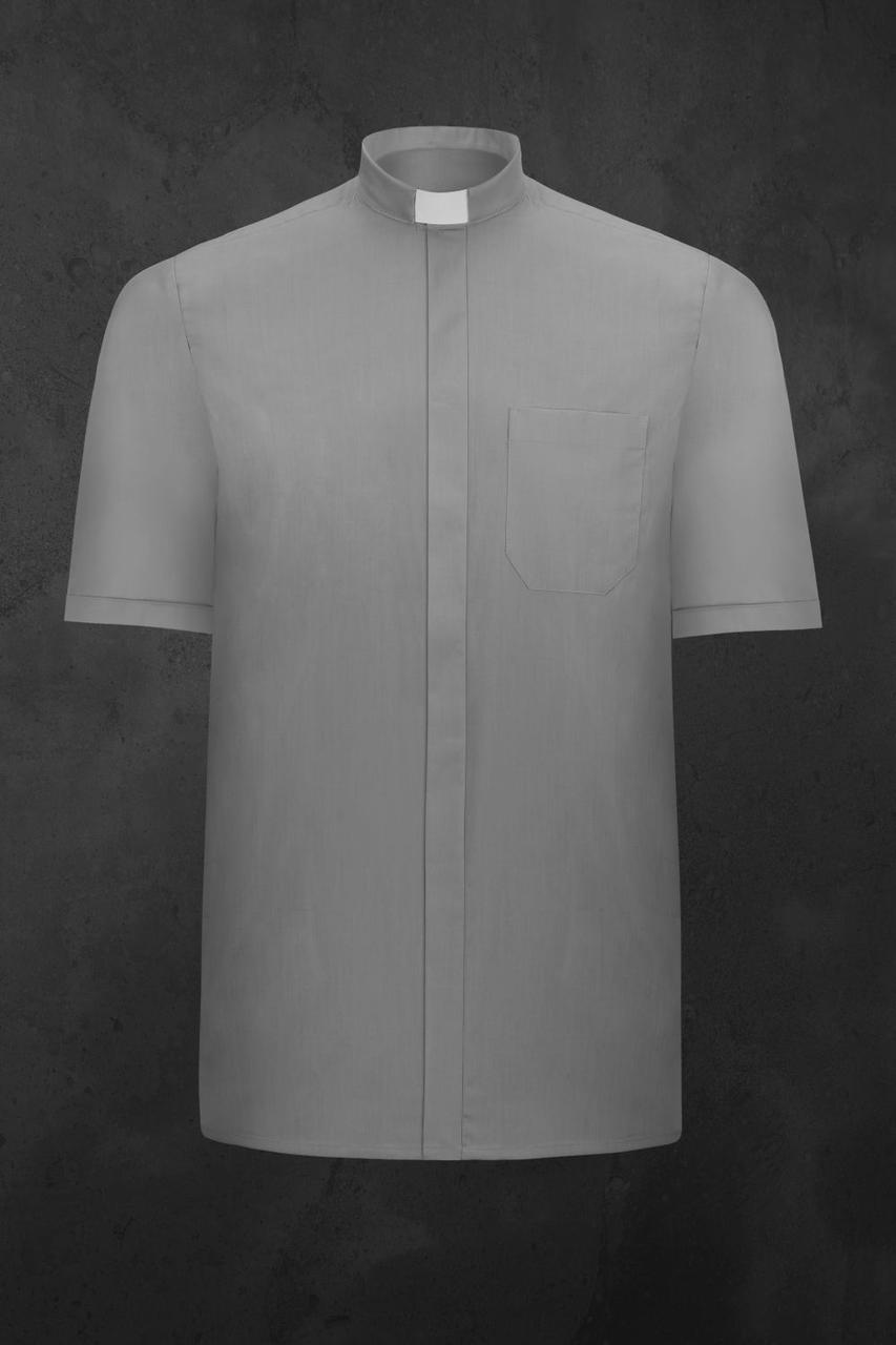 Koszula kapłańska z krótkim rękawem jasno szara Koszula kapłańska z krótkim rękawem jasno szara
