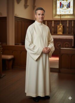 Kremowa Alba Kapłańska Lniana