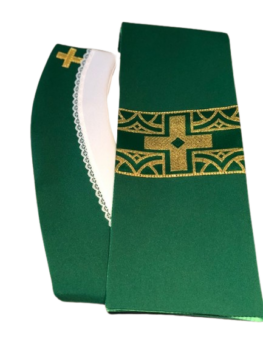 Stuła kapłańska zielona z krzyżem