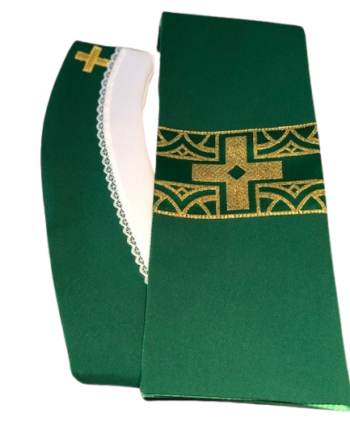 Stuła kapłańska zielona z krzyżem