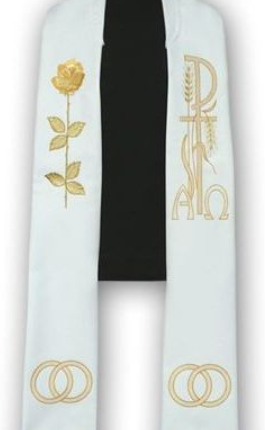 Stuła haftowana na ślub obrączki