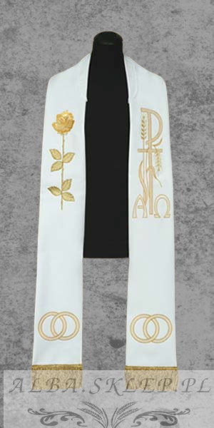 Stuła haftowana na ślub obrączki Stuła haftowana na ślub obrączki