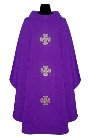 Fioletowy Ornat Lniany z Krzyżami Fioletowy Ornat Lniany z Krzyżami
