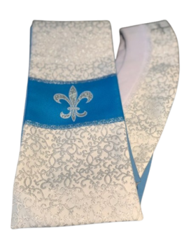 Stuła kapłańska Maryjna srebrna z krzyżem