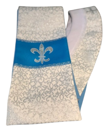 Stuła kapłańska Maryjna srebrna z krzyżem