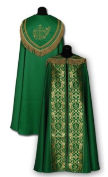 Kapa liturgiczna zielona krzyż