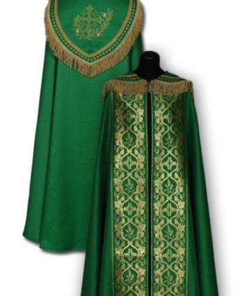 Kapa liturgiczna zielona krzyż