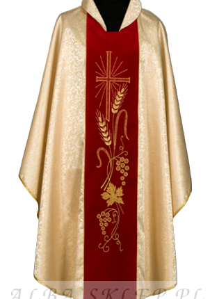 Ornat złoty z czerwonym pasem