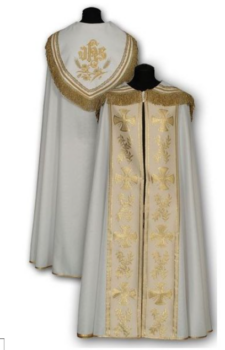 Kapa liturgiczna biała IHS