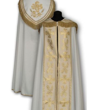Kapa liturgiczna biała IHS