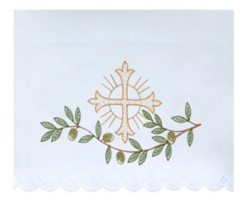Obrus Ołtarzowy z Haftem Krzyża i Gałązek Oliwnych