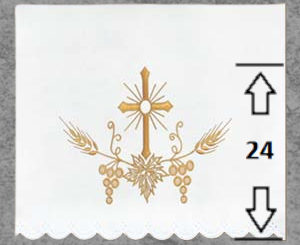 Obrus Ołtarzowy na Komunię Świętą z Haftem Krzyża, Kłosów i Winogron Obrus Ołtarzowy na Komunię Świętą z Haftem Krzyża, Kłosów i Winogron