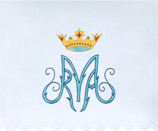 Obrus Ołtarzowy z Haftem Maryjnym i Koroną Obrus Ołtarzowy z Haftem Maryjnym i Koroną