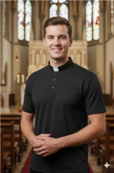 koszula kapłańska polo kr czarna