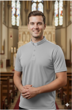 koszula kapłańska polo kr szara