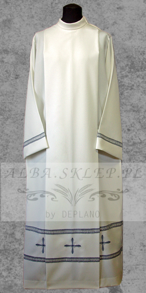 Alba Kapłańska Haftowana z Szarą Mereżką Alba Kapłańska Haftowana z Szarą Mereżką
