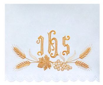 Obrus Ołtarzowy Haftowany IHS z Kłosami Pszenicy