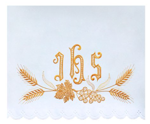 Obrus Ołtarzowy Haftowany IHS z Kłosami Pszenicy