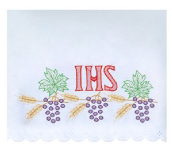 Obrus Ołtarzowy z Haftem IHS i Winogronami