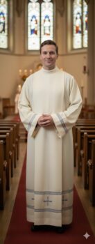 Alba Kapłańska Haftowana z Szarą Mereżką