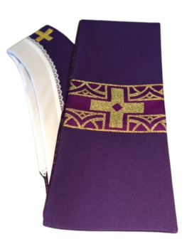 Stuła kapłańska fioletowa z krzyżem