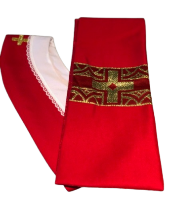Stuła kapłańska czerwona z krzyżem