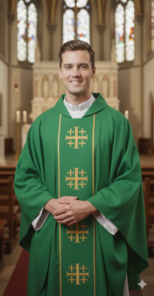 Ornat zielony z Krzyżem Jerozolimskim