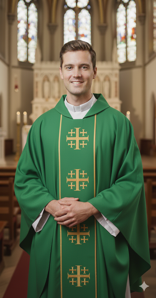 Ornat zielony z Krzyżem Jerozolimskim Ornat zielony z Krzyżem Jerozolimskim