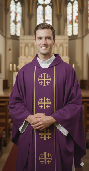 Ornat Fioletowy z Krzyżem Jerozolimskim