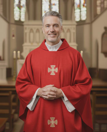 Czerwony Ornat Lniany z Krzyżami