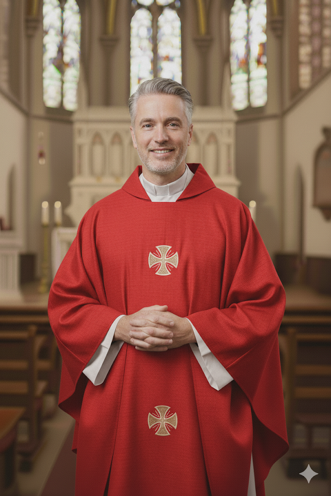 Czerwony Ornat Lniany z Krzyżami Czerwony Ornat Lniany z Krzyżami