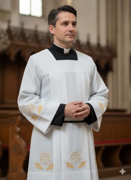 Komża Kapłańska z Złotym Motywem Eucharystycznym IHS