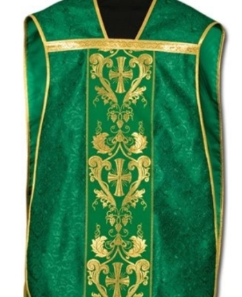 Zielony Ornat Rzymski z Złotymi Krzyżami i Ornamentami