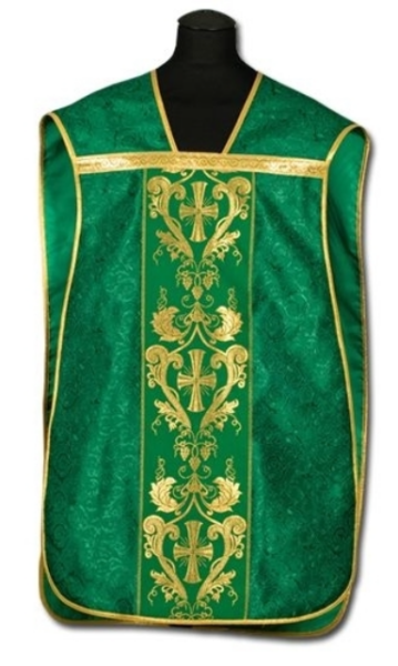 Zielony Ornat Rzymski z Złotymi Krzyżami i Ornamentami