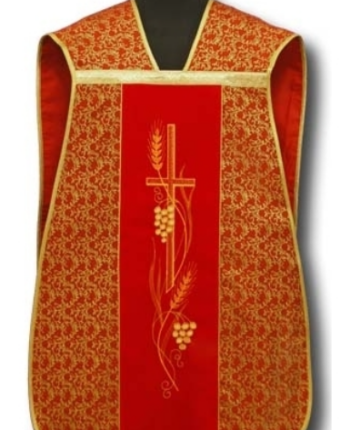 Czerwony Ornat Rzymski haftowany – Adamaszek