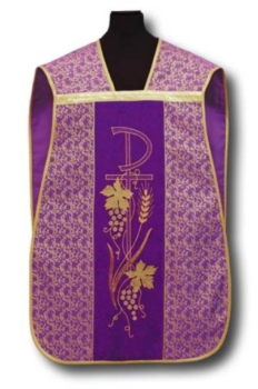 Fioletowy Ornat Rzymski haftowany – Adamaszek