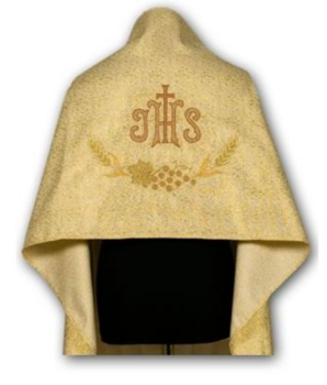 Złoty Welon Liturgiczny z Haftem IHS i Motywem Eucharystycznym