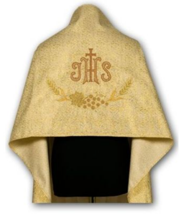 Złoty Welon Liturgiczny z Haftem IHS i Motywem Eucharystycznym
