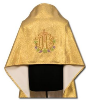 Złoty Brokatowy Welon Liturgiczny Naramienny Haftowany IHS