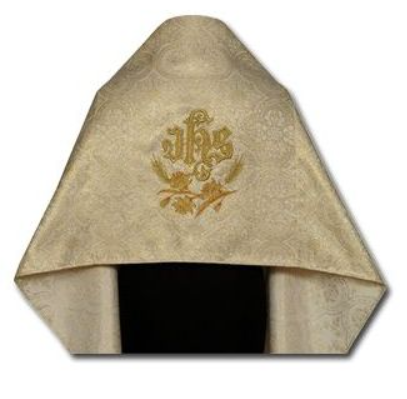 Złoty Welon Liturgiczny z Haftem IHS i Motywem Kłosów Pszenicy