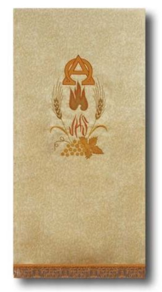 Nakrycie na Ambonę Lektorium Złote z Haftem Alfa Omega Nakrycie na Ambonę Lektorium Złote z Haftem Alfa Omega