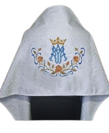 Welon Liturgiczny Brokatowy z Maryjnym Haftem
