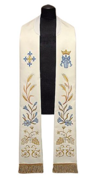 Stuła Bogato Haftowana Maryjna