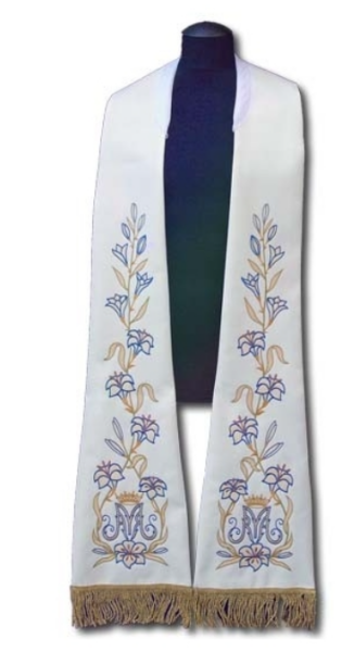 Stuła Rzymska Maryjna Biała