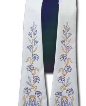 Stuła Rzymska Maryjna Biała