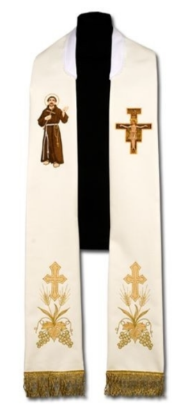 Stuła kapłańska z wizerunkiem Świętego Franciszka
